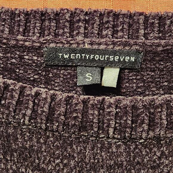 Women's Sz Small Dark Grey Chenille Pullover Oversized Sweater Cozycore Fuzzy - Picture 3 of 8